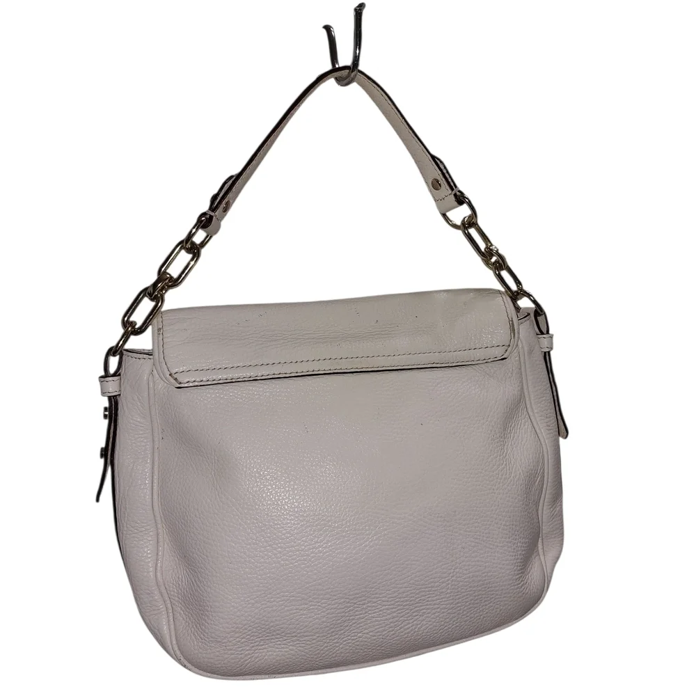 Kate Spade White Shoulder Bag with Chain-Link Strap